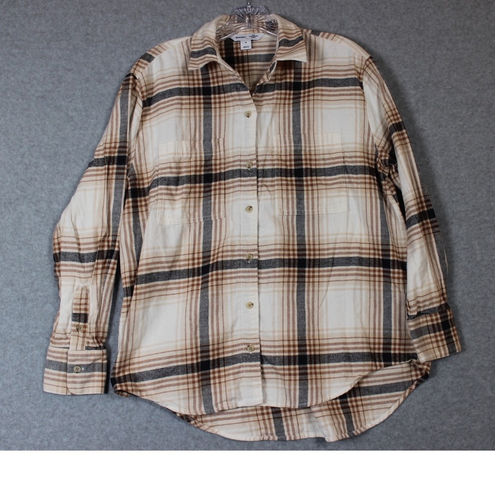 Old Navy The Boyfriend Shirt Plaid Flannel Long Sleeve Button Up Top Medium